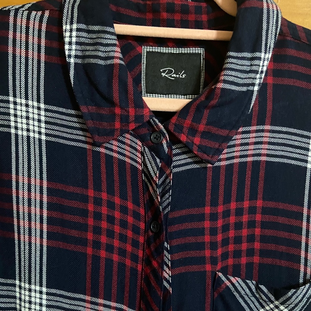 Rails Plaid Button Down Shirt, Dark Navy, Red, Wh… - image 1